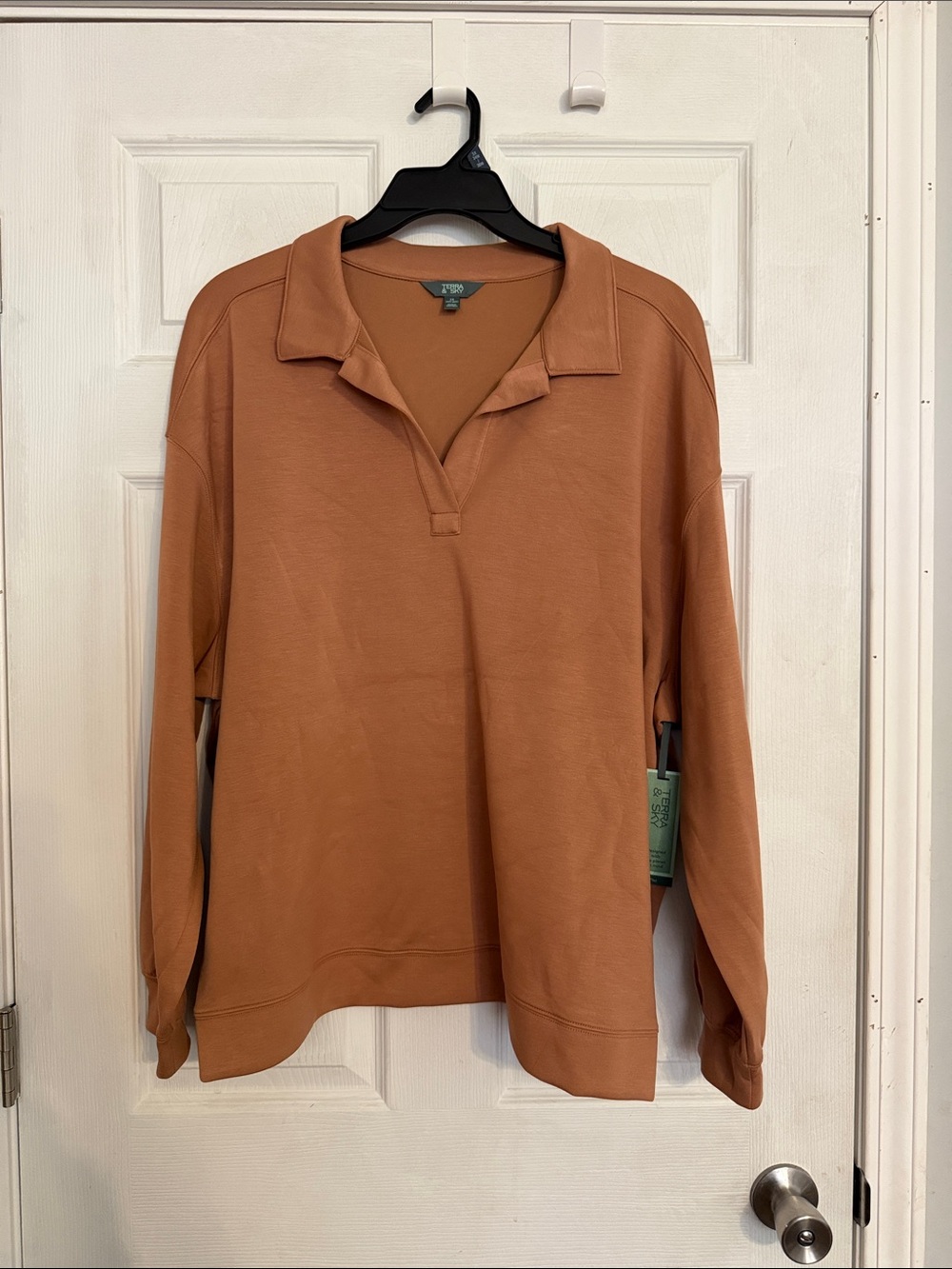 Terra & Sky Rust Collared Pullover Sweatshirt